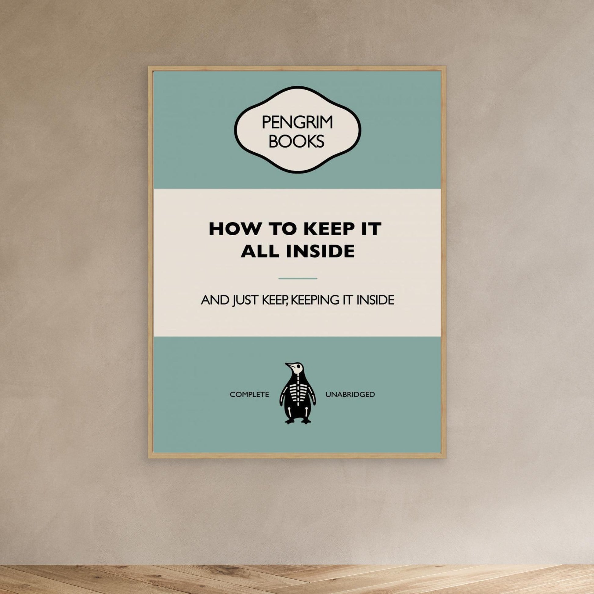 How To Keep It All Inside - Funny Vintage Book Cover - Sarcastic Self Help - Blue