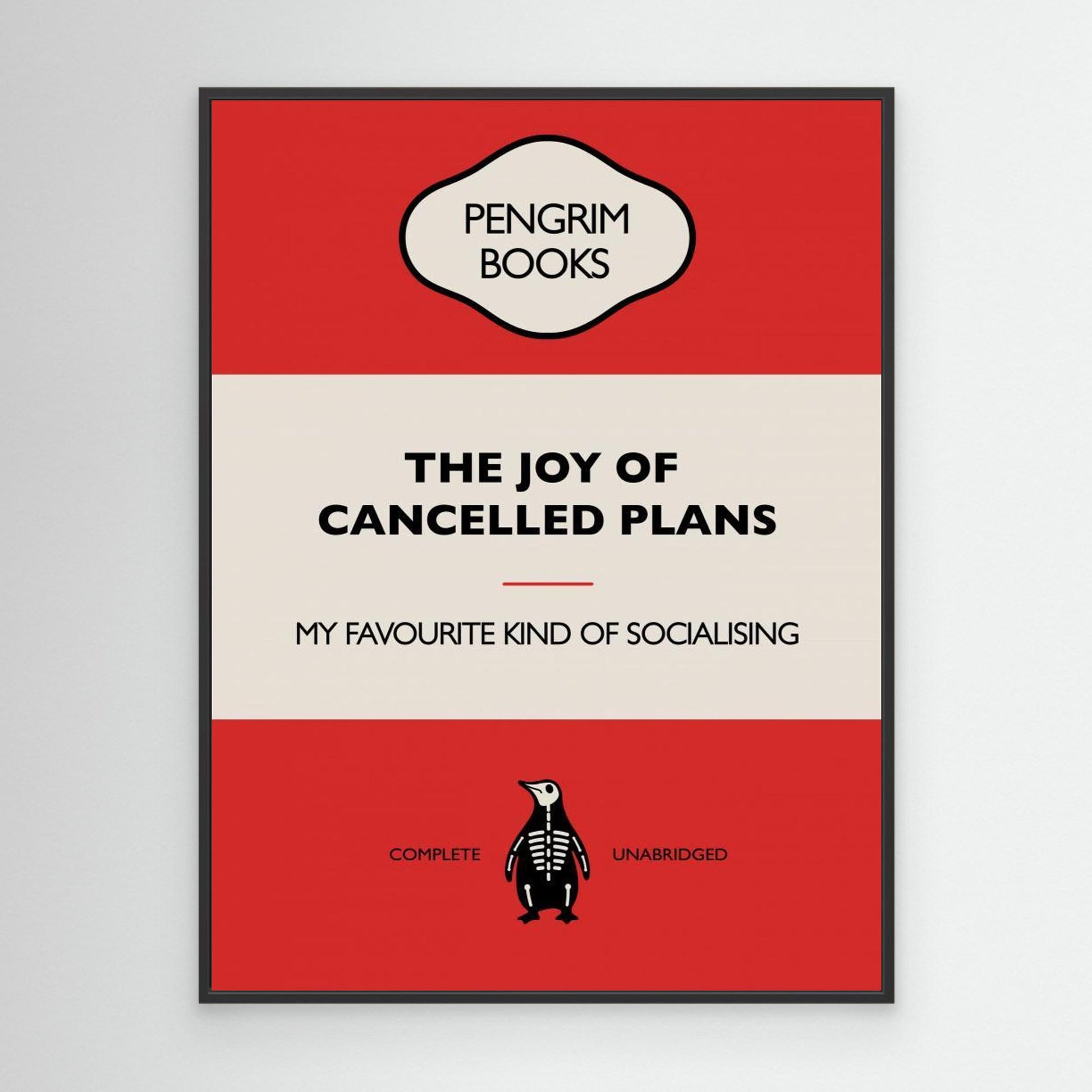 The Joy of Cancelled Plans - Funny Vintage Book Cover - Sarcastic Self Help - Red 