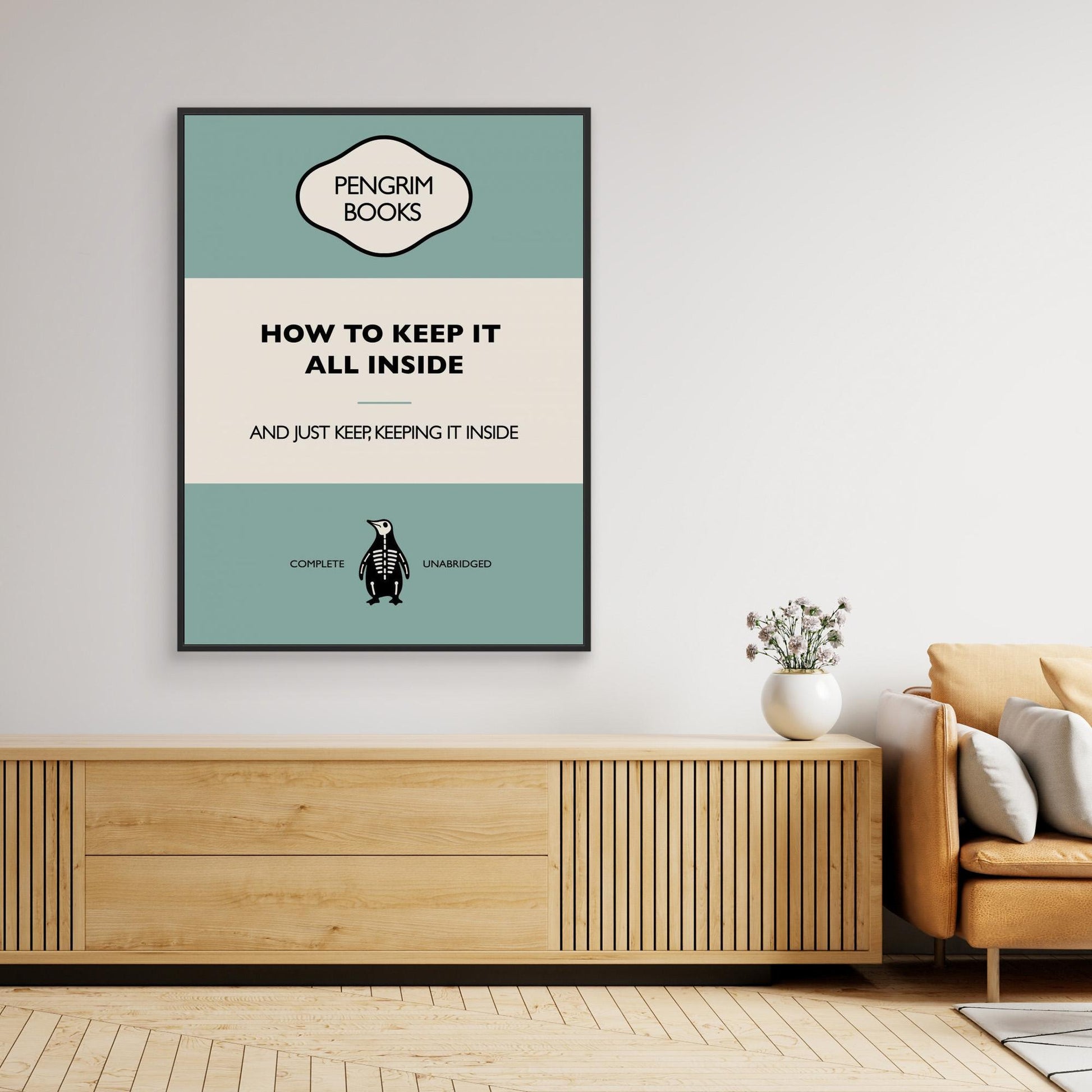 How To Keep It All Inside - Funny Vintage Book Cover - Sarcastic Self Help - Blue
