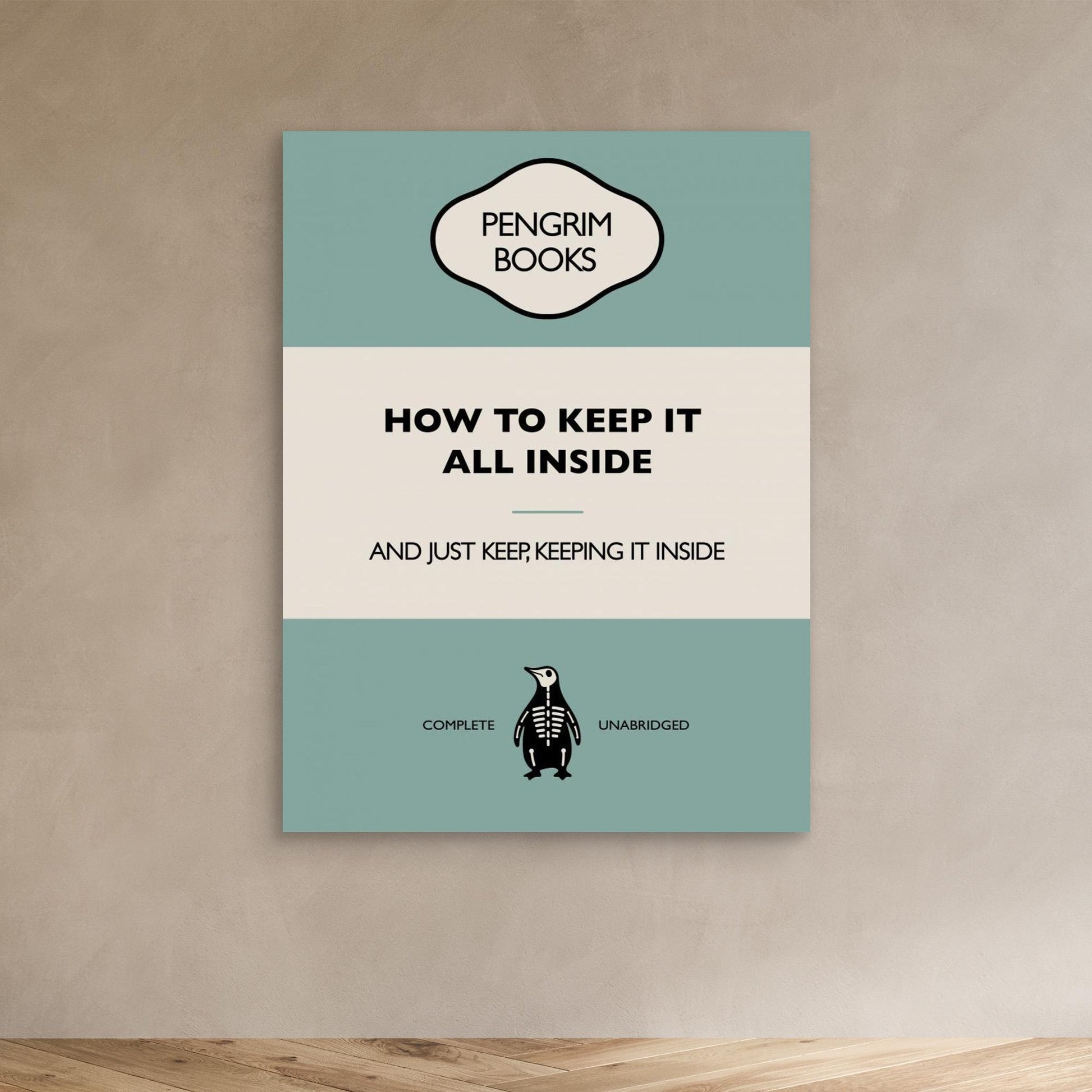 How To Keep It All Inside - Funny Vintage Book Cover - Sarcastic Self Help - Blue