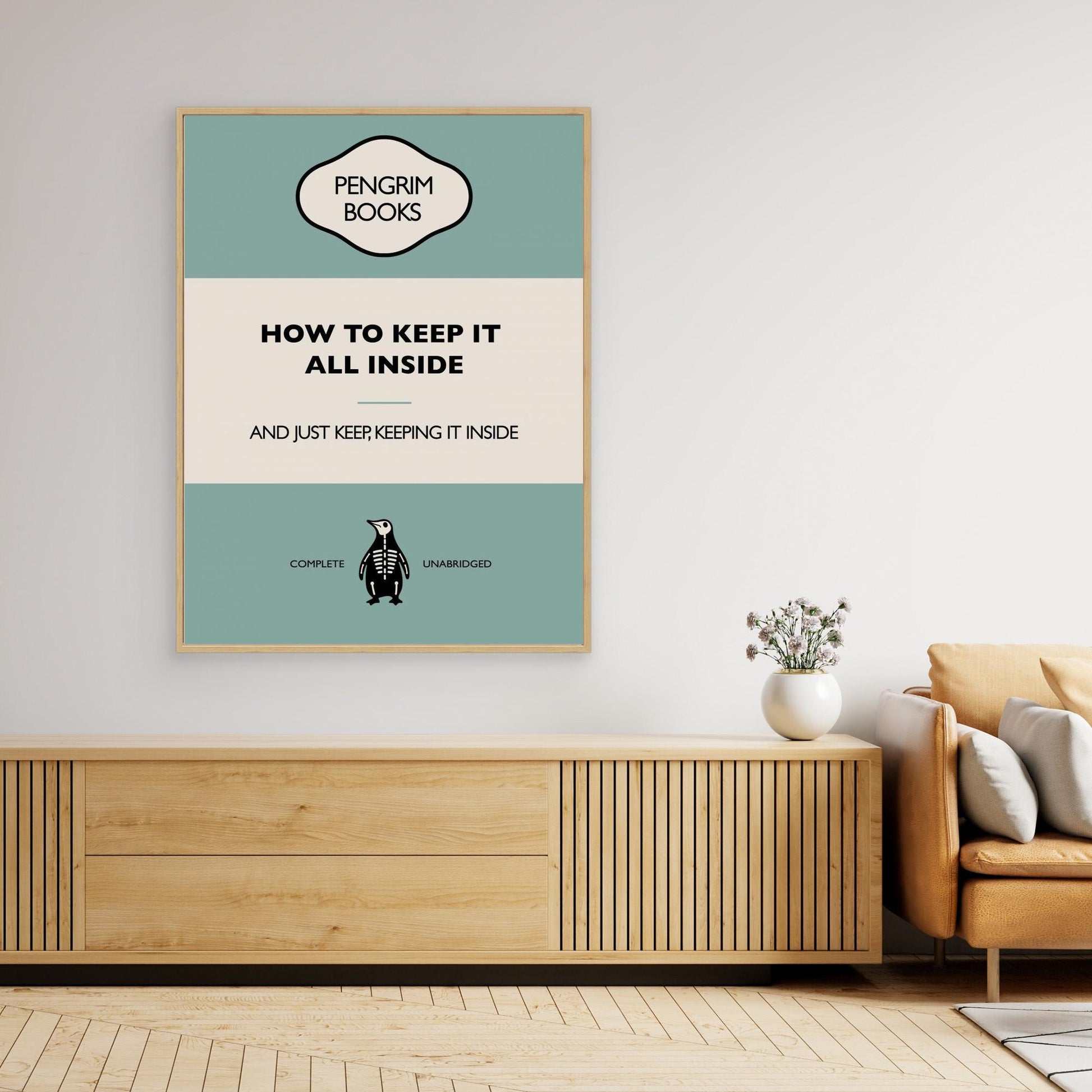 How To Keep It All Inside - Funny Vintage Book Cover - Sarcastic Self Help - Blue