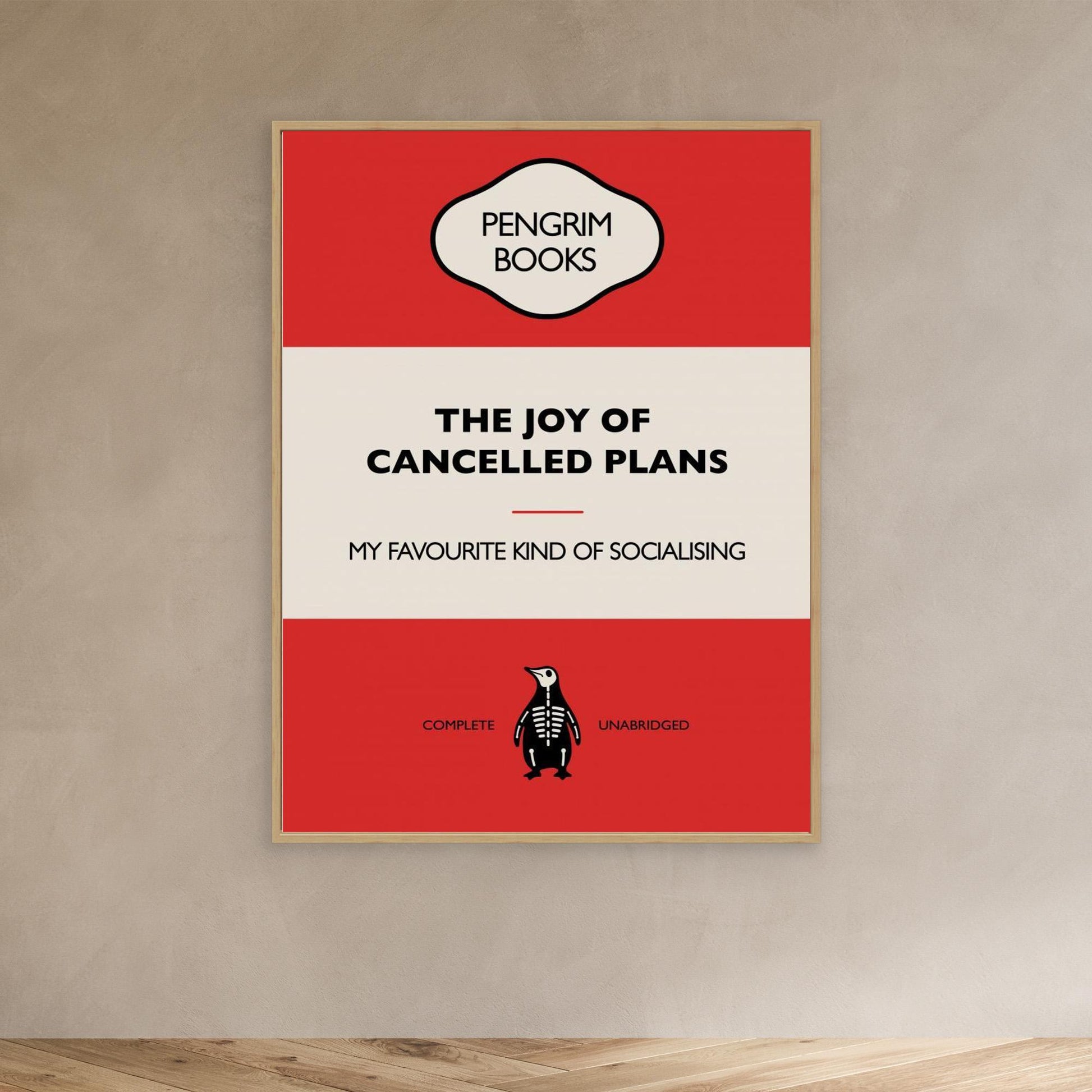 The Joy of Cancelled Plans - Funny Vintage Book Cover - Sarcastic Self Help - Red 