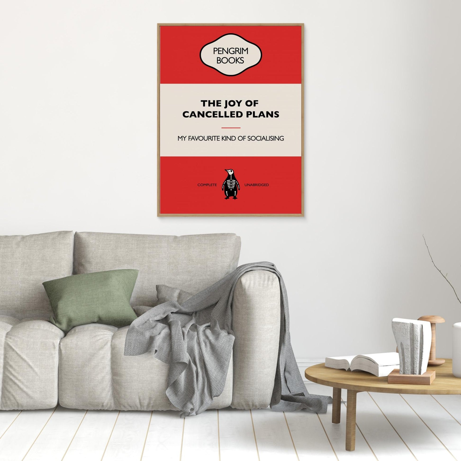 The Joy of Cancelled Plans - Funny Vintage Book Cover - Sarcastic Self Help - Red 