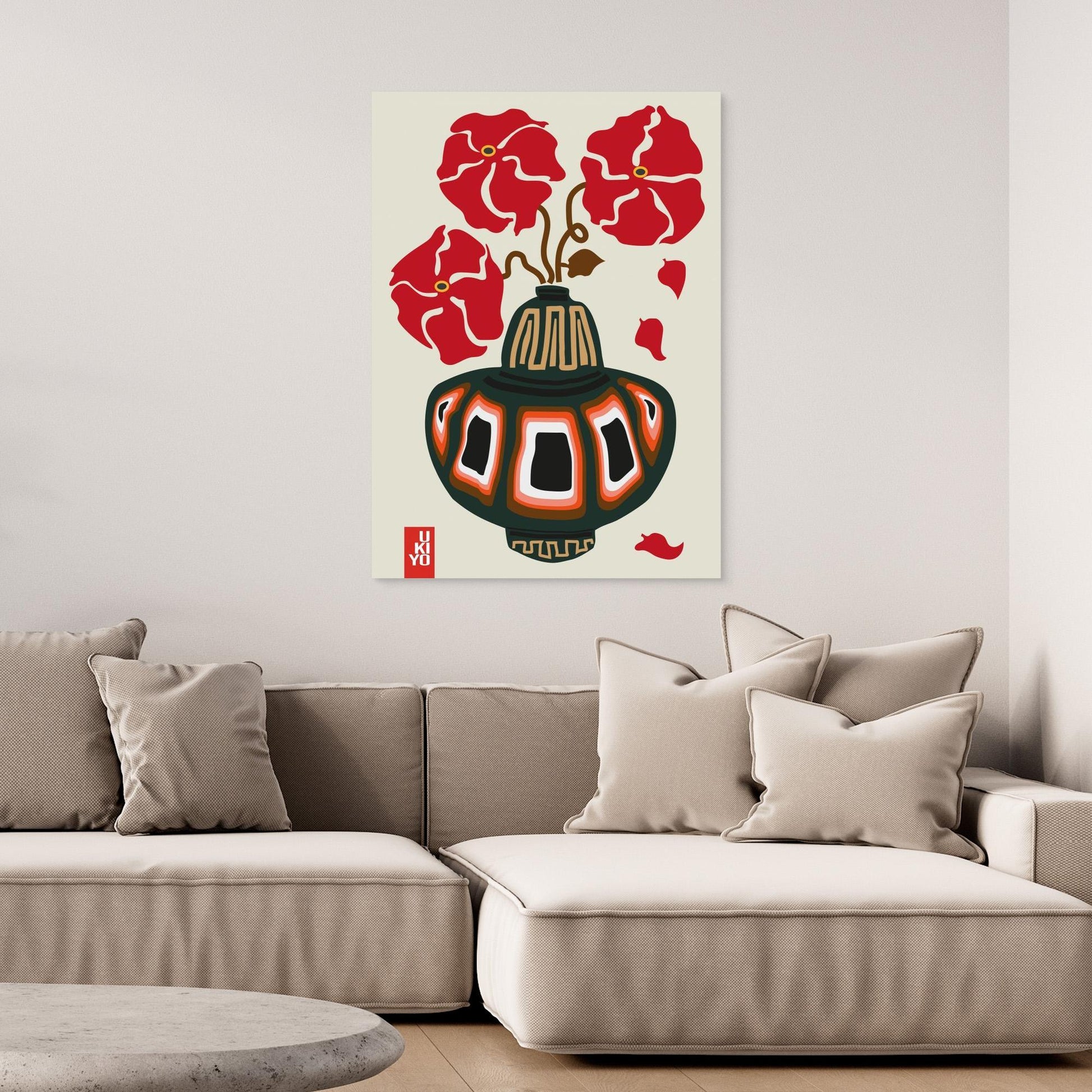 Ukiyo Vase Flower Greige 
