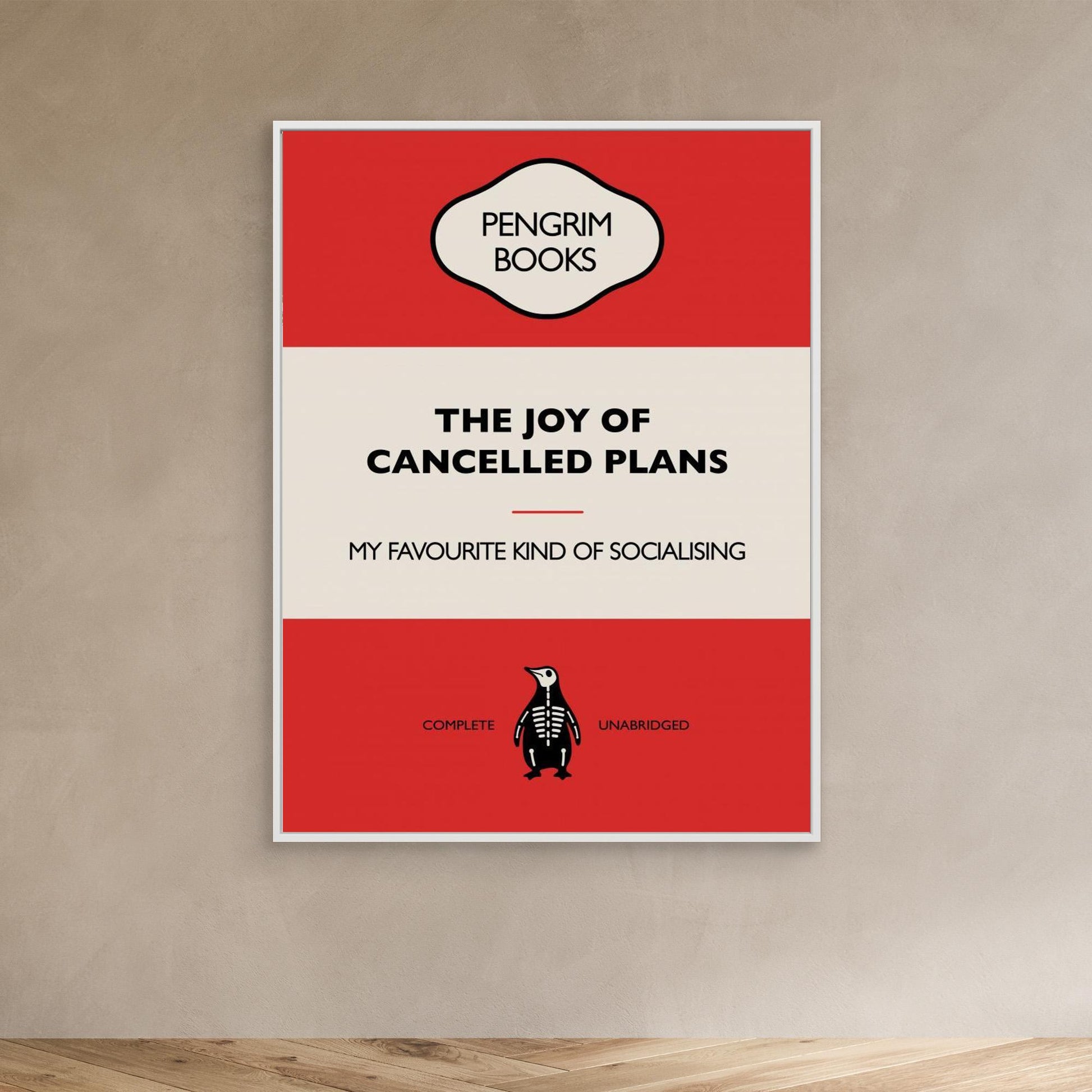 The Joy of Cancelled Plans - Funny Vintage Book Cover - Sarcastic Self Help - Red 